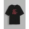 Baskılı Oversize T-shirt - Siyah