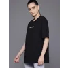 Baskılı Oversize T-shirt - Siyah