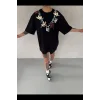 Baskılı T-Shirt Kısa Kol Bisiklet Yaka Regular Rahat Kalıp Günlük Tişört - Siyah