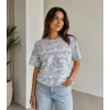 Batik Desenli Tişört Bisiklet Yaka Kısa Kol Regular Fit T-shirt - Gri