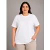 Battal Big Size Basic Tişört Bisiklet Yaka Rahat Kalıp T-Shirt - Beyaz