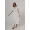 Beli Lastikli Elbise - Beyaz
