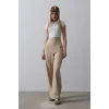 Beli Yarım Lastikli Palazzo Pantolon - Camel