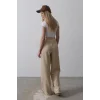 Beli Yarım Lastikli Palazzo Pantolon - Camel