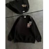 Bisiklet Yaka Baskılı SweatShirt - Siyah