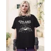 Bisiklet Yaka Baskılı T-shirt - Siyah