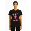 Bisiklet Yaka Kısa Kollu Baskılı T-shirt - Siyah