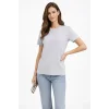 Bisiklet Yaka Tişört  Regular Kalıp Basic Pamuklu  Günlük Kullanım  T-shirt - Gri