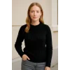 Bisiklet Yuvarlak Yaka Triko Kazak Pamuklu Kalın Fitilli Dokuma, Regular Fit Uzun Kollu Kışlık Model - Siyah