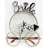 Bride Yazılı Taç ve Bride To Be Yazılı Gözlük Seti Gümüş Renk