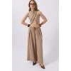 Düşük Bel Oversize Keten Pantolon
