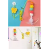 Elastik Tırtıl Kedi Oyuncağı Vantuzlu Lastikli Kedi Zilli Peluş Yakalama Egzersiz Oyuncağı