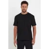 Erkek 24/1 Düz A Kalite Oversize T-shirt - Siyah