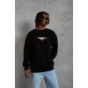 Erkek 3 İplik Gangster Baskılı Sweatshirt - Siyah