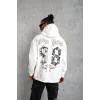 Erkek 98 Baskılı Kapşonlu Sweat - Beyaz