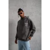 Erkek 98 Baskılı Kapşonlu Sweat - Gri
