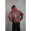 Erkek 98 Baskılı Kapşonlu Sweat - Gül Kurusu