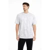 Erkek Asit Yıkama Bisiklet Yaka Kısa Kollu Oversize T-Shirt Tişört - Beyaz