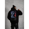 Erkek Astronot Baskılı Kapüşonlu Sweat - Siyah