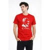 Erkek Atatürk Baskılı Tişört Kısa Kollu Bisiklet Yaka T-Shirt - Kırmızı