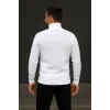 Erkek Balıkcı Yaka Bağazlı Triko Kazak Pamuklu Kalın Fitilli Dokuma, Regular Fit Uzun Kollu Kışlık Model - Beyaz
