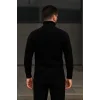 Erkek Balıkcı Yaka Bağazlı Triko Kazak Pamuklu Kalın Fitilli Dokuma, Regular Fit Uzun Kollu Kışlık Model - Siyah