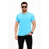 Erkek Basic Tişört Bisiklet Yaka Kısa Kol Günlük Yazlık Slim Fit T-Shirt - Açık Mavi