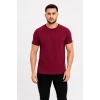 Erkek Basic Tişört Bisiklet Yaka Kısa Kol Günlük Yazlık Slim Fit T-Shirt - Bordo