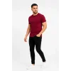 Erkek Basic Tişört Bisiklet Yaka Kısa Kol Günlük Yazlık Slim Fit T-Shirt - Bordo