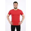 Erkek Basic Tişört Bisiklet Yaka Kısa Kol Günlük Yazlık Slim Fit T-Shirt - Kırmızı