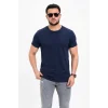 Erkek Basic Tişört Bisiklet Yaka Kısa Kol Günlük Yazlık Slim Fit T-Shirt - Lacivert