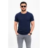 Erkek Basic Tişört Bisiklet Yaka Kısa Kol Günlük Yazlık Slim Fit T-Shirt - Lacivert
