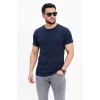 Erkek Basic Tişört Bisiklet Yaka Kısa Kol Günlük Yazlık Slim Fit T-Shirt - Lacivert