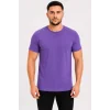 Erkek Basic Tişört Bisiklet Yaka Kısa Kol Günlük Yazlık Slim Fit T-Shirt - Mor