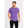 Erkek Basic Tişört Bisiklet Yaka Kısa Kol Günlük Yazlık Slim Fit T-Shirt - Mor