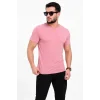 Erkek Basic Tişört Bisiklet Yaka Kısa Kol Günlük Yazlık Slim Fit T-Shirt - Pembe