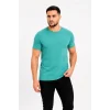 Erkek Basic Tişört Bisiklet Yaka Kısa Kol Günlük Yazlık Slim Fit T-Shirt - Su Yeşili