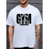 Erkek Baskılı Bisiklet Yaka Erkek T-shirt - Beyaz