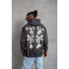 Erkek Baskılı Kapşonlu Sweat - Füme