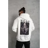 Erkek Baskılı Kapüşonlu Sweat - Beyaz