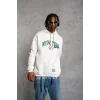 Erkek Baskılı Kapüşonlu Sweatshirt - Beyaz