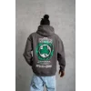 Erkek Baskılı Kapüşonlu Ve Kordon İpli Sweat - Gri