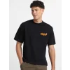 Erkek Baskılı Oversize T-shirt - Siyah
