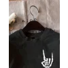 Erkek Baskılı Oversize T-shirt - Siyah