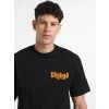 Erkek Baskılı Oversize T-shirt - Siyah