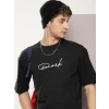 Erkek Baskılı Oversize T-shirt - Siyah