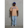 Erkek Baskılı T-Shirt Kısa Kol Bisiklet Yaka Regular Fit Rahat Kalıp Günlük Tişört - Bej
