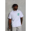 Erkek Baskılı T-Shirt Kısa Kol Bisiklet Yaka Regular Fit Rahat Kalıp Günlük Tişört - Beyaz
