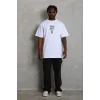 Erkek Baskılı T-Shirt Kısa Kol Bisiklet Yaka Regular Fit Rahat Kalıp Günlük Tişört - Beyaz