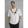 Erkek Baskılı T-Shirt Kısa Kol Bisiklet Yaka Regular Fit Rahat Kalıp Günlük Tişört - Beyaz